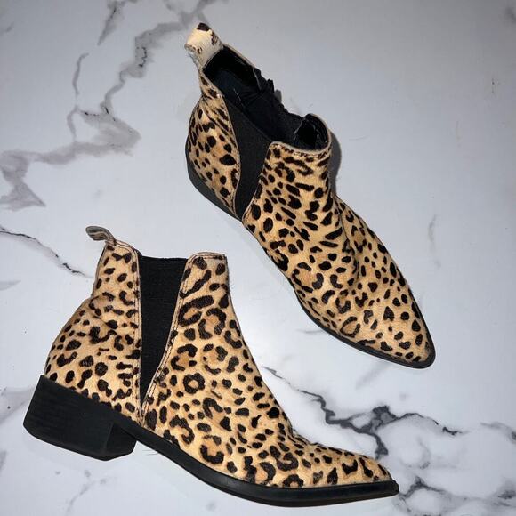 Steve Madden Jerry Leopard Pony Hair Booties Size 7.5 - Picture 1 of 9